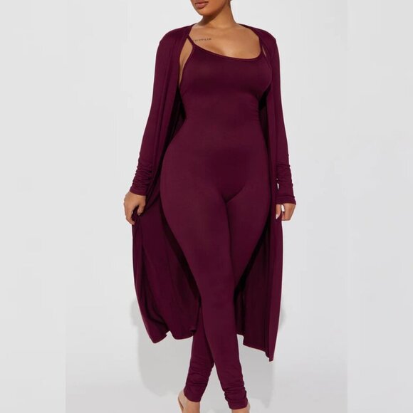 Pants - Comfort Jumpsuit - Wine
